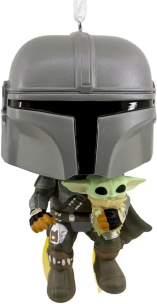Adorno de navidad funko star wars mandaloriano & grogu  figura de resina