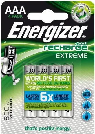 Blister 4 Pilas Recargables Extreme Potencia 800 Mah Tipo Hr03 Energizer E300624400