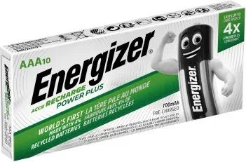 PACK 10 PILAS RECARGABLES POWER PLUS PRECISION NH12 - HR03 AAA 700mAh 1,2V ENERGIZER E300626403