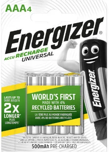 Blister 4 Pilas Recargables Universal Potencia 500 Mah Tipo Hr03 Energizer E301375701