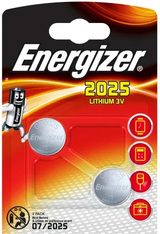 Blister 2 Pilas de Boton Modelo Cr2025 Energizer E301021501