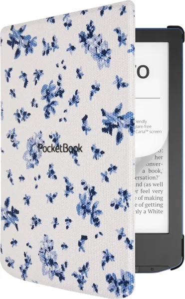 Pocketbook funda shell series verse + verse pro - patron flores blanco azul