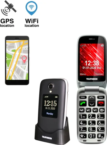 Telefono movil telefunken s560 senior phone - 2g - GPS - 2.8 pulgadas - negro