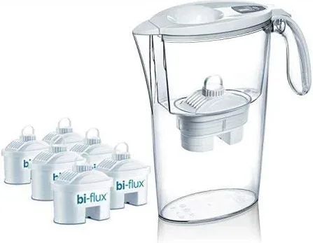 Pack Jarra Filtrante Laica Stream/ 2.3L/ Blanca/ Jarra + 6 Filtros BI-FLUX