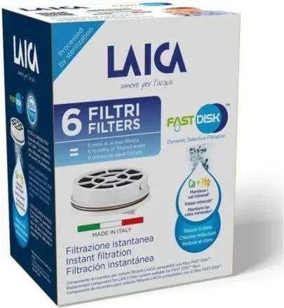 Filtro de Carbón FAST DISK Laica FD06A/ Pack de 6 Unidades/ Compatibilidad Flown go