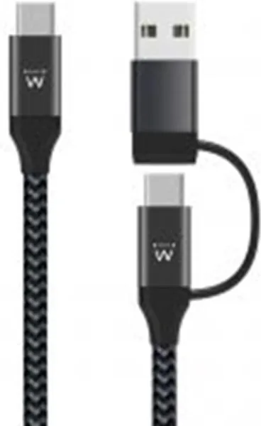 Cable USB ewent USB tipo c a USB tipo c - tipo a macho - macho 1m