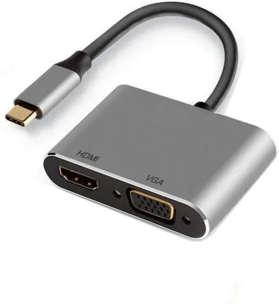 Adaptador ewent USB tipo c a HDMI 4K  y VGA 15cm - macho -  hembra
