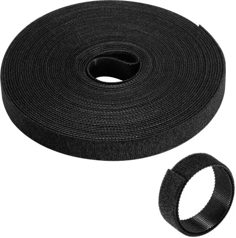 Ewent Rollo de Brida Nylon Hoop -Loop Reutilizable Tipo Velcro 15Mm X 10M, 97-15Mm, Negro