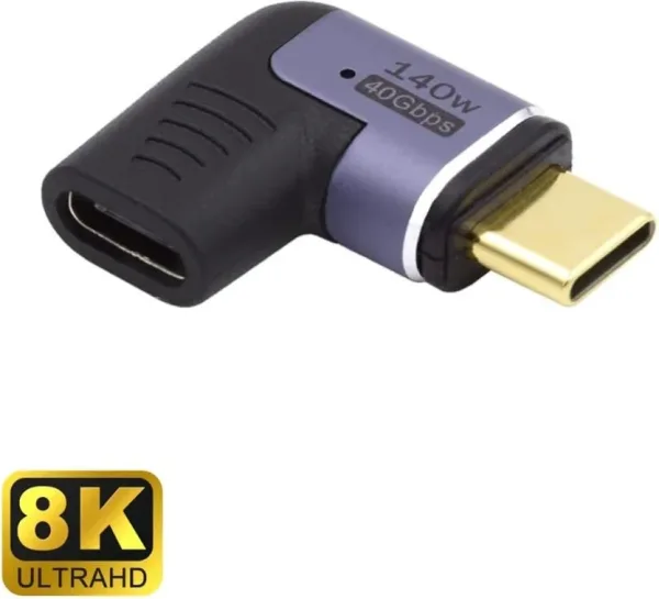 EWENT Adaptador Magnético USB-C  90ºUSB4 PD 140w