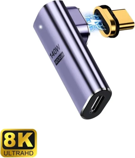 EWENT Adaptador Magnético USB-C  90º USB4 PD 100W