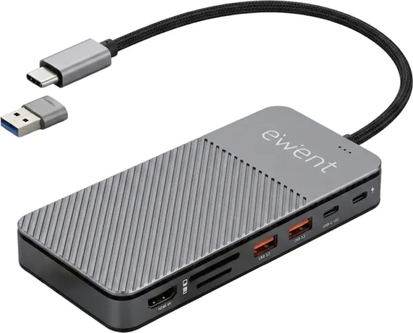 HUB EWENT EW1156 USB-C 8EN1 + CARCASA SSD M.2 NVMe 10GBPS