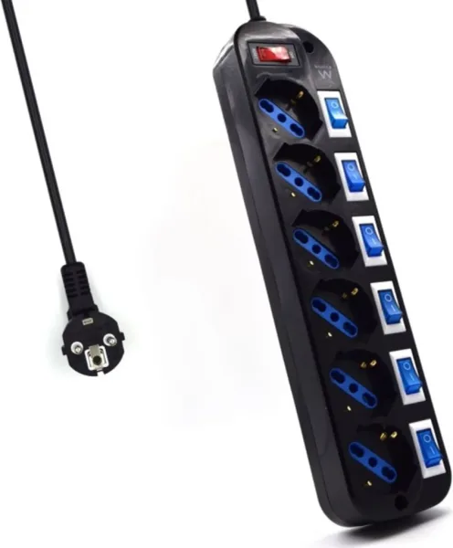 Ewent EW3851 limitador de tensión Negro 6 salidas AC 220 V 1,5 m