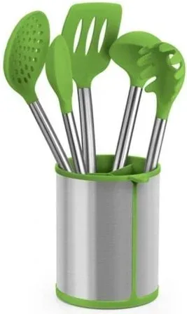 Set 5 Utensilios Bra Prior A197011/ Bote Porta Utensilios/ Espátula/ Cuchara/ Pasta/ Cazo/ Espumadera/ Cucharón