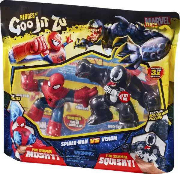 Pack de 2 figuras bandai goo jit zu marvel héroes spiderman vs venom