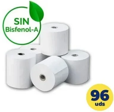 Caja de Rollos de Papel Térmico Genérico 80x55 BPAF/ 80 x 55mm/ 12 paquetes/ 96 unidades
