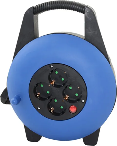 Regleta alargadera enrollacables 4 tomas -  10m -  16a -  250v -  3x1.5mm -  color azul
