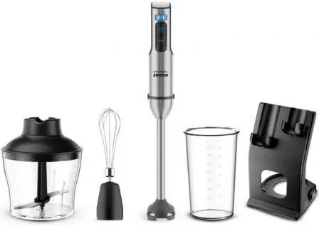 Batidora de mano Grunkel BM-2000SET/ 2000W/ Capacidad 0.8L/ Incluye Vaso, Picadora, Varilla y Soporte