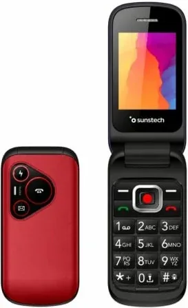 Teléfono Móvil Sunstech CELT24 para Personas Mayores/ Rojo