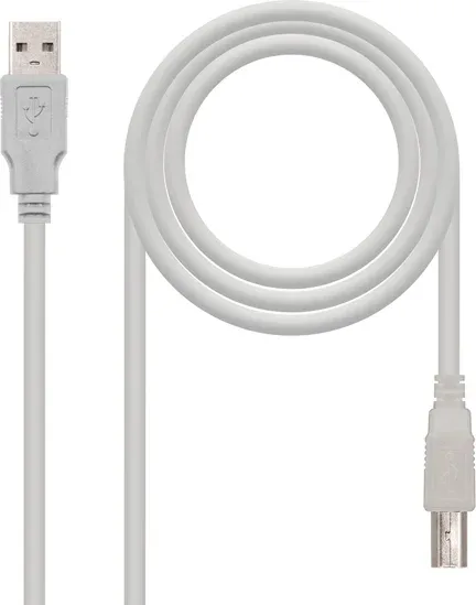 Cable USB 2.0 Impresora Nanocable 10.01.0104/ USB Tipo-B Macho - USB Macho/ 3m/ Beige