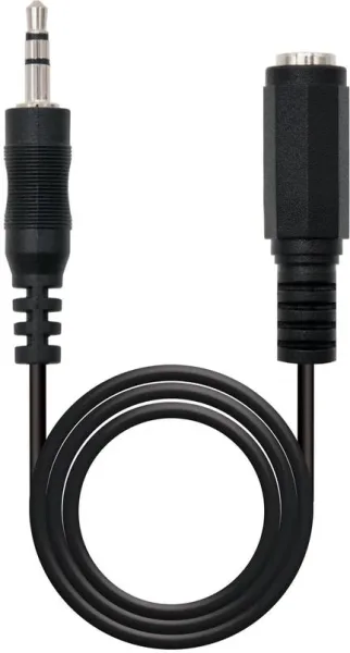 Cable audio jack - 3.5m a jack - 3.5h nanocable 5m -  macho - hembra -  negro