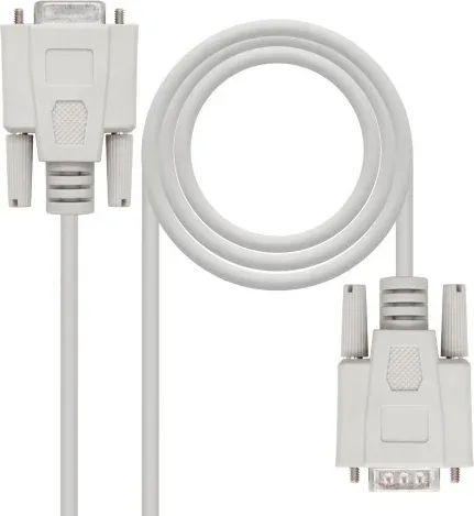 Nanocable Cable Serie RS232, DB9 M-H, Beige, 1.8m