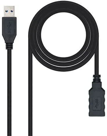 Cable Alargador USB 3.0 Nanocable 10.01.0901-BK/ USB Macho - USB Hembra/ 1m/ Negro