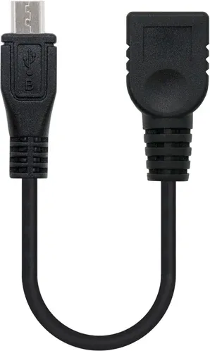 Cable USB OTG MicroUSB-A M/H 0.15m. Negro
