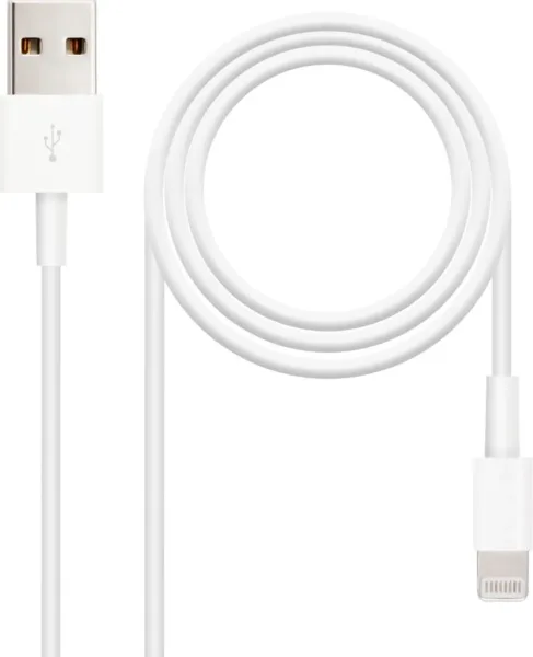 Cable USB 2.0 Lightning Nanocable 10.110.0401/ USB Macho - Lightning Macho/ 1m/ Blanco