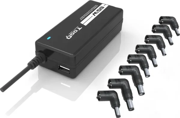 Cargador de Portátil TooQ TQLC-65BS02AT/ 65W/ 1xUSB/ Automático/ 8 Conectores/ Voltaje 18.5-20V/ 1 USB
