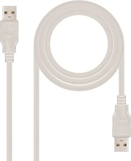 Cable USB 2.0 Nanocable 10.01.0304/ USB Macho - USB Macho/ 3m/ Beige