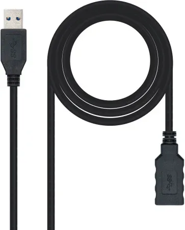 Cable Alargador USB 3.0 Nanocable 10.01.0903-BK/ USB Macho - / USB Hembra/ 3m/ Negro