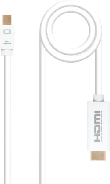 Nanocable Cable Conversor Mini DP/ HDMI 2 M Blanco