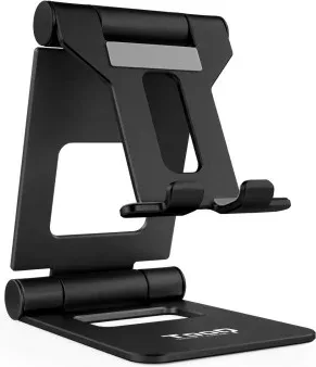 TooQ Soporte de sobremesa ajustable para teléfono / tablet hasta 10”, Negro