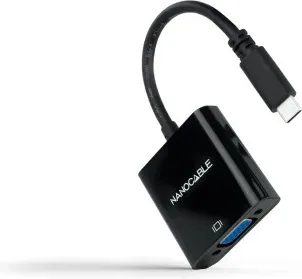 Cable Conversor Nanocable 10.16.4101-BK/ USB Tipo-C Macho - VGA Hembra/ 10cm/ Negro