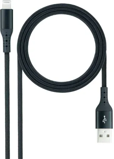Cable USB 2.0 Lightning Nanocable 10.10.0401-COBK/ USB Macho - Lightning Macho/ 1m/ Negro
