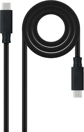 Cable USB 3.1 Tipo-C Nanocable 10.01.4101-L150/ USB Tipo-C Macho - USB Tipo-C Macho/ Hasta 100W/ 10Gbps/ 1.5m/ Negro