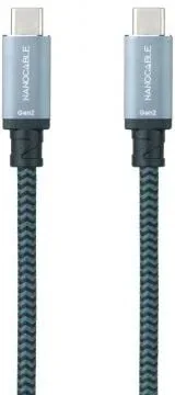 Cable USB 3.1 Tipo-C Nanocable 10.01.4101-COMB/ USB Tipo-C Macho - USB Tipo-C Macho/ Hasta 100W/ 10Gbps/ 1m/ Gris y Negro
