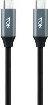 Cable USB 3.2 Nanocable 10.01.4300/ USB Tipo-C Macho - USB Tipo-C Macho/ Hasta 100W/ 20Gbps/ 50cm/ Gris y Negro