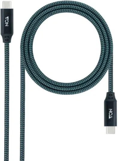 Nanocable Cable USB 3.2 Gen2x2 20Gbps 5A/100W 4K/60Hz USB-C/M-USB-C/M, Gris/Negro, 0.5 m