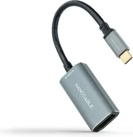Nanocable Conversor USB-C a DisplayPort 8K Aluminio, 15 cm, Gris
