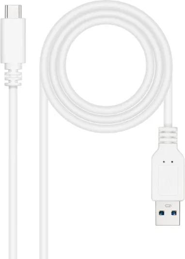 CABLE USB 3.1 GEN2 10Gbps 3A TIPO USB-C A USB-A 1.5 M BLANCO NANOCABLE