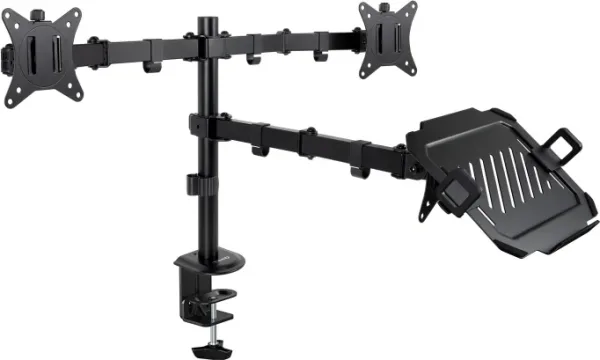 Soporte de Mesa para 2 Monitores y 1 Portátil TooQ DB1202TN-B/ Giratorio/ Inclinable/ hasta 9kg