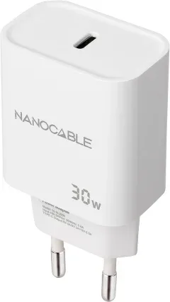 Nanocable Cargador pared USB-C PD 30W Blanco