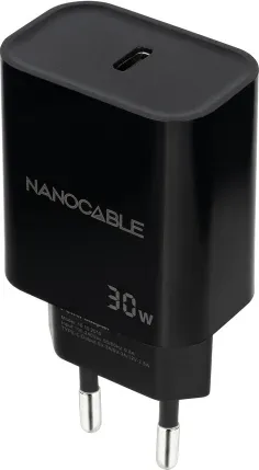 Cargador de Pared Nanocable 10.10.2010/ 1xUSB Tipo-C/ 30W/ Negro