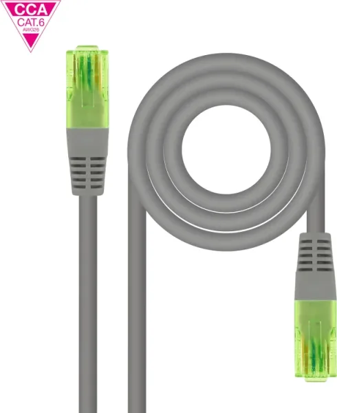 Cable de Red Latiguillo Utp Cca Cat6 Awg26 0.3 M Gris Nanocable