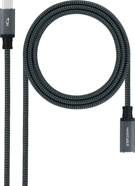 Cable Alargador USB Tipo-C 3.2 Nanocable 10.01.4501-L150-COMB/ USB Tipo-C Macho - USB Tipo-C Hembra/ 1.5m/ Negro
