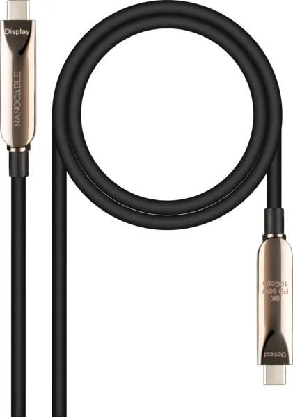 Cable USB 3.2 Tipo-C AOC Nanocable 10.01.4615/ USB Tipo-C Macho - USB Tipo-C Macho/ Hasta 60W/ 10Gbps/ 15m/ Negro