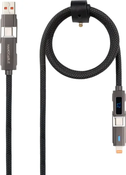 Nanocable Cable USB-C+USB-A/M-LIGHTNING+USB-C/M 1M