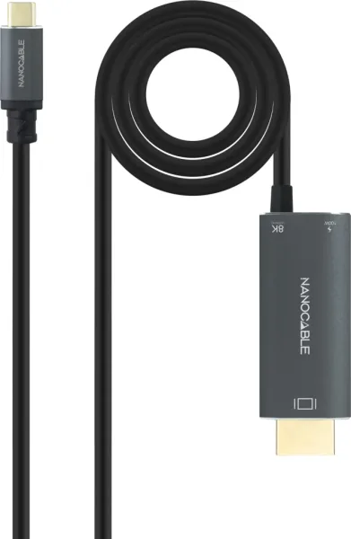 Nanocable Cable USB-C/M-HDMI 2.1+USB-C/H PD 1.8 M