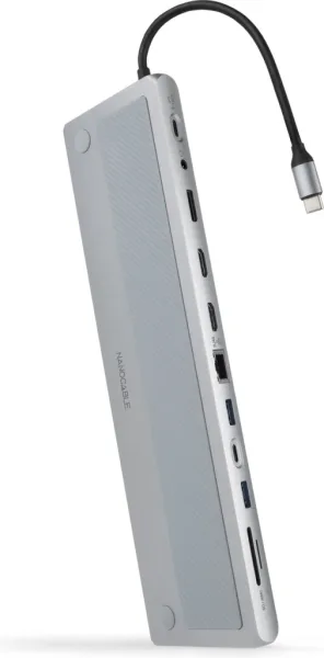 Docking Tipo-C Nanocable 10.16.1012/ 3xUSB/ 1xUSB Tipo-C/ 2xHDMI 4K/ 1xDisplayPort/ 1xRJ45/ 1xLector tarjetas/ 1xJack 3.5/ 1xUSB Tipo-C PD/ Gris